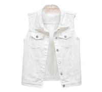 Chaqueta de mezclilla sin mangas para mujer negra - Chaleco de mezclilla para mujer de gran tamaño, chaleco de mezclilla con botones, chaqueta de entretiempo elegante, chaquetas de mezclilla