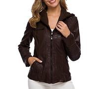 Chaqueta De Moda Chaqueta De Cuero con Cremallera De Color SóLido Chaqueta Corta De Gran TamañO Mujeres