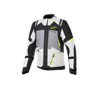 Alpinestars Andes V4 Drystar Chaqueta textil impermeable para motocicleta, gris/amarillo, Talla 3XL