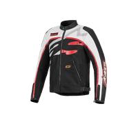 Alpinestars Axton Chaqueta textil de motocicleta repelente al agua, Negro/Blanco/Rojo, Talla XL