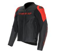 Dainese Racing 5, chaqueta de cuero 48 male Negro/Rojo Neón