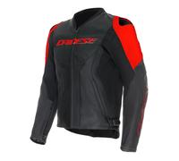 Chaqueta de moto Cuero Hombre Dainese RACING 5 Perforado Black/Black/Red-Fluo