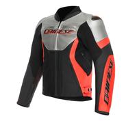 Chaqueta de moto Cuero Hombre Dainese RACING 5 Silver/Black/Red-Fluo