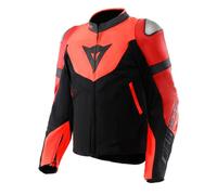 Dainese Iperattiva, Chaqueta de cuero textil 60 male Negro/Rojo Neón