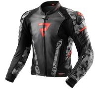 Chaqueta de moto de cuero Rebelhorn Veloce negro-gris-rojo fluo 50