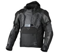 Macna Tryton NightEye Chaqueta impermeable de cuero / textil para motocicleta, negro, Talla 3XL