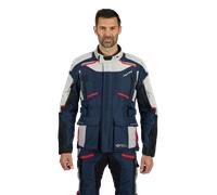 Ixon Midgard Chaqueta textil impermeable para motocicleta, negro/gris/azul, Talla L