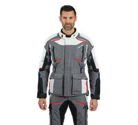 Ixon Midgard Chaqueta textil impermeable para motocicleta, negro/gris/rojo, Talla XXL
