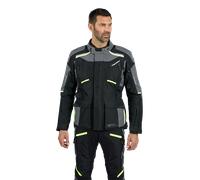 Ixon Midgard Chaqueta textil impermeable para motocicleta, negro/gris/amarillo fluo, Talla S