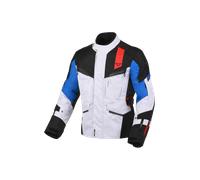 Macna Zastro chaqueta textil impermeable para motocicletas, negro-gris-azul, tamaño 2XL para Hombres