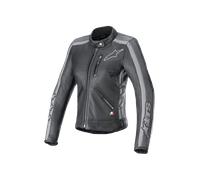Alpinestars Stella Dyno Chaqueta de cuero de moto para mujer, negro-gris, tamaño XL