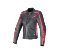 Alpinestars Stella Dyno Chaqueta de cuero de moto para mujer, negro-rojo, tamaño M