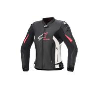 Alpinestars Stella GP Plus R V4 Chaqueta de cuero para moto para mujeres, negro/blanco/rosa, Talla 42