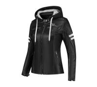 Rusty Stitches Joyce Hooded V2, chaqueta de cuero mujer 42 female Negro/Blanco