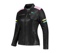 Rusty Stitches Joyce V2, chaqueta de cuero mujer 42 male Negro/Fucsia/Amarillo/Azul