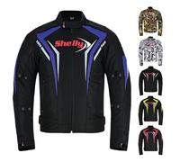Chaqueta de moto premium Shelly Sports para hombres, de Cordura, para aventura/turismo, con protección contra el viento para verano e invierno, apta para carreras y conducción, azul, XXL