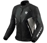 Chaqueta de moto Revit Control H2O para mujer, color negro y plateado 46