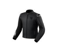 Revit Quadratic Logo Chaqueta de cuero de motocicleta perforada, Negro/Blanco, Talla 48