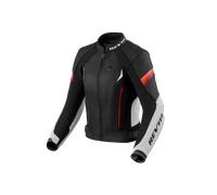 Revit Xena 4 Chaqueta de cuero para moto para mujer, blanco/rojo, Talla 36