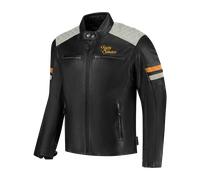 Rusty Stitches Jari V2, chaqueta de cuero XL male Negro/Gris Claro/Oro