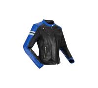 Segura Romeo Chaqueta de cuero para moto para mujer, negro-blanco-azul, tamaño 38