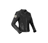 Segura Romeo Chaqueta de cuero para moto para mujer, negro-blanco, tamaño 48