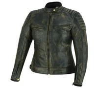 Chaqueta de Moto Vintage Marrón de Piel de Vaca para Mujer, Forro y Protectores Removibles (FR/ES, Letras, L, Regular, Regular, Auténtico cuero de vaca)