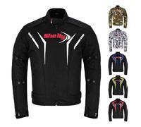 Chaqueta de Motocicleta Premium Shelly para Hombre para Aventura/Turismo con Textil Cordura Verano Invierno Cortavientos Chaqueta de Moto para Carreras, Conducción, Negro, L