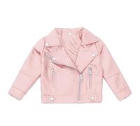 Chaqueta de motociclista de cuero sintético para niñas, abrigo ajustado para niños de 3 a 16 años, con cremallera asimétrica, bolsillos con cremallera, cinturón, estilo punk, para niñas rebeldes.