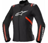 Alpinestars Stella T-SPS V2 Chaqueta textil de motocicleta impermeable para damas, negro/rojo, Talla XS