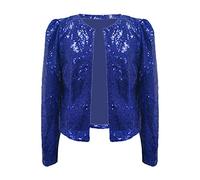 Chaqueta de mujer con lentejuelas brillantes de manga larga con cremallera abierta Blazer Sparkle Party Festival Metallic Bomber Chaqueta Cárdigan Urbana Informal y Elegante