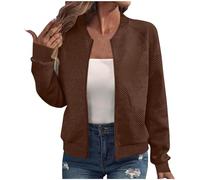 Chaqueta de mujer de media temporada, chaleco corto para mujer, de gran tamaño, cárdigan con cremallera abrigo casual versátil abrigos al aire libre protección solar chaqueta color sólido ligero