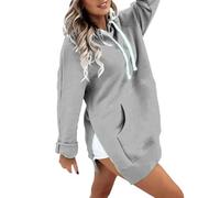 Chaqueta de mujer de media temporada de gran tamaño, sudadera con capucha ligera sudaderas laterales con capucha informal Abrigo otoñal Abrigos poliéster Loungewear Color sólido superior con bolsillo