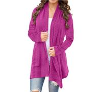 Chaqueta de mujer de media temporada, talla grande, cárdigan para mujer, largo y ligero, chaleco otoño. Abrigo informal abierto delantero Abrigos Color sólido manga larga Loungewear para casa, diarios