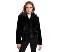 Guess chaqueta de piel de mujer manga larga escote chal negro