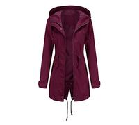 Chaqueta de mujer impermeable repelente Softshell a prueba de viento, capa de mujer con capucha impermeable larga, abrigo con cremallera chaqueta de lluvia de color sólido gabardina de lluvia caliente