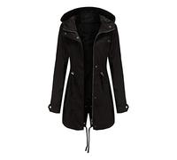 Chaqueta de mujer impermeable repelente Softshell a prueba de viento, capa de mujer con capucha impermeable larga, abrigo con cremallera chaqueta de lluvia de color sólido gabardina de lluvia caliente