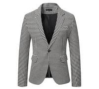 Chaqueta de Navidad Hombre Chaqueta otoño invierno Slim Retro Cuadros Botón Costard Abrigo Chaqueta Exterior Elegante para Ciudad Traje Formal Estilo Casual, Le Noir, XL