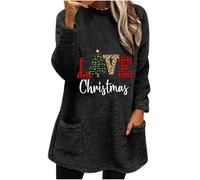 Chaqueta de Navidad mullida para mujer, abrigo de forro polar mullido, para damas de honor, para damas de honor, otoño e invierno, sudadera térmica sin capucha, ropa de felpa para regalos de Navidad