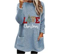 Chaqueta de Navidad mullida para mujer, abrigo de forro polar mullido, para damas de honor, para damas de honor, otoño e invierno, sudadera térmica sin capucha, ropa de felpa para regalos de Navidad