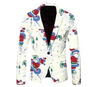 Chaqueta De Navidad para Hombre-Chaqueta Navidad Hombre-Hombres Navidad De Nieve Santa Impreso Bolsillo Solapa BotóN Traje Chaqueta Traje (Army Green, XXXL)