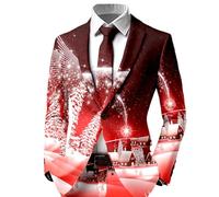 Chaqueta de Navidad para hombre con diseño de copo de nieve, chaqueta de traje festiva en rojo para las vacaciones | Blazer divertido para la fiesta de Navidad corporativa o fiesta temática, Style_v07