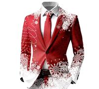 Chaqueta de Navidad para hombre con diseño de copo de nieve, chaqueta de traje festiva en rojo para las vacaciones | Blazer divertido para la fiesta de Navidad corporativa o fiesta temática, Style_v03