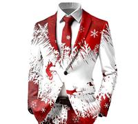 Chaqueta de Navidad para hombre con diseño de copo de nieve, chaqueta de traje festiva en rojo para las vacaciones | Blazer divertido para la fiesta de Navidad corporativa o fiesta temática, Style_v02