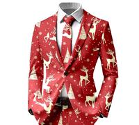 Chaqueta de Navidad para hombre con diseño de copo de nieve, chaqueta de traje festiva en rojo para las vacaciones | Blazer divertido para la fiesta de Navidad corporativa o fiesta temática, Style_v09