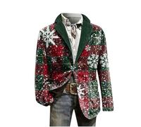 Chaqueta de Navidad para hombre, diseño de copo de nieve, chaqueta de pana fea de Navidad, chaqueta de traje de fiesta de Navidad para hombre, ajuste delgado, cena, graduación, boda, esmoquin, verde