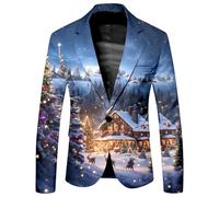 Chaqueta de Navidad para hombre, diseño navideño, deportiva, esmoquin, traje divertido, para hombres, Navidad, festivo, manga larga, chaqueta de traje, disfraz de Navidad, corte holgado, ropa de calle