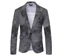 Chaqueta de Navidad para hombre, traje de dos botones, sólido para negocios, para bodas, tardes, latices, ahumados, para hombre, chaqueta al aire libre, estilo informal para ciudad, ocio, gris, M
