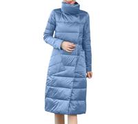 Chaqueta de nieve de invierno con cremallera completa, chaqueta de plumón, fina, de manga larga, abrigo midi con bolsillos, chaqueta de invierno, talla, Bu1, S
