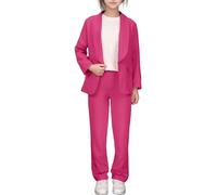 Chaqueta de niña con Solapa de Color Liso, Traje Abierto de Manga Larga para niñas de 5 a 14 años (11-12 Years)